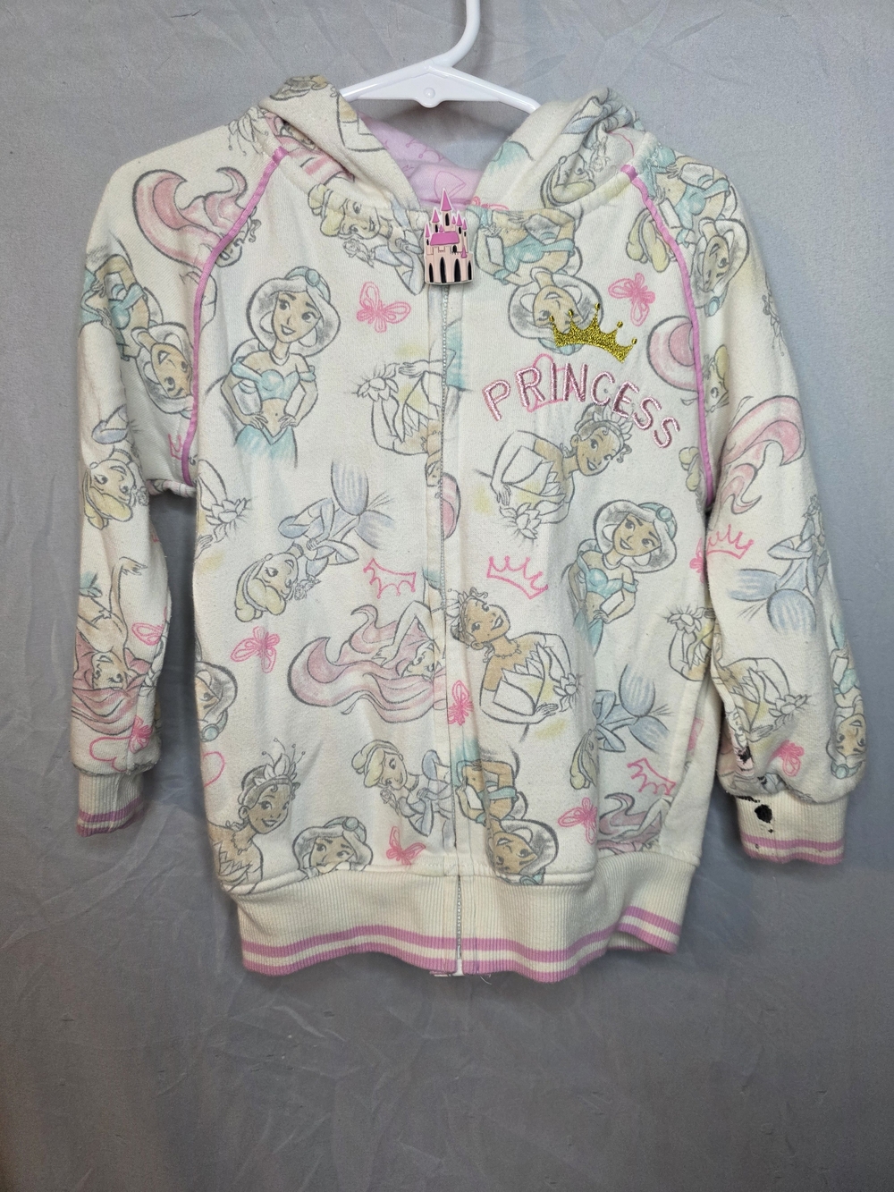 Disney Kids Princess Zip Hoodie in Cream, Pink & Blue